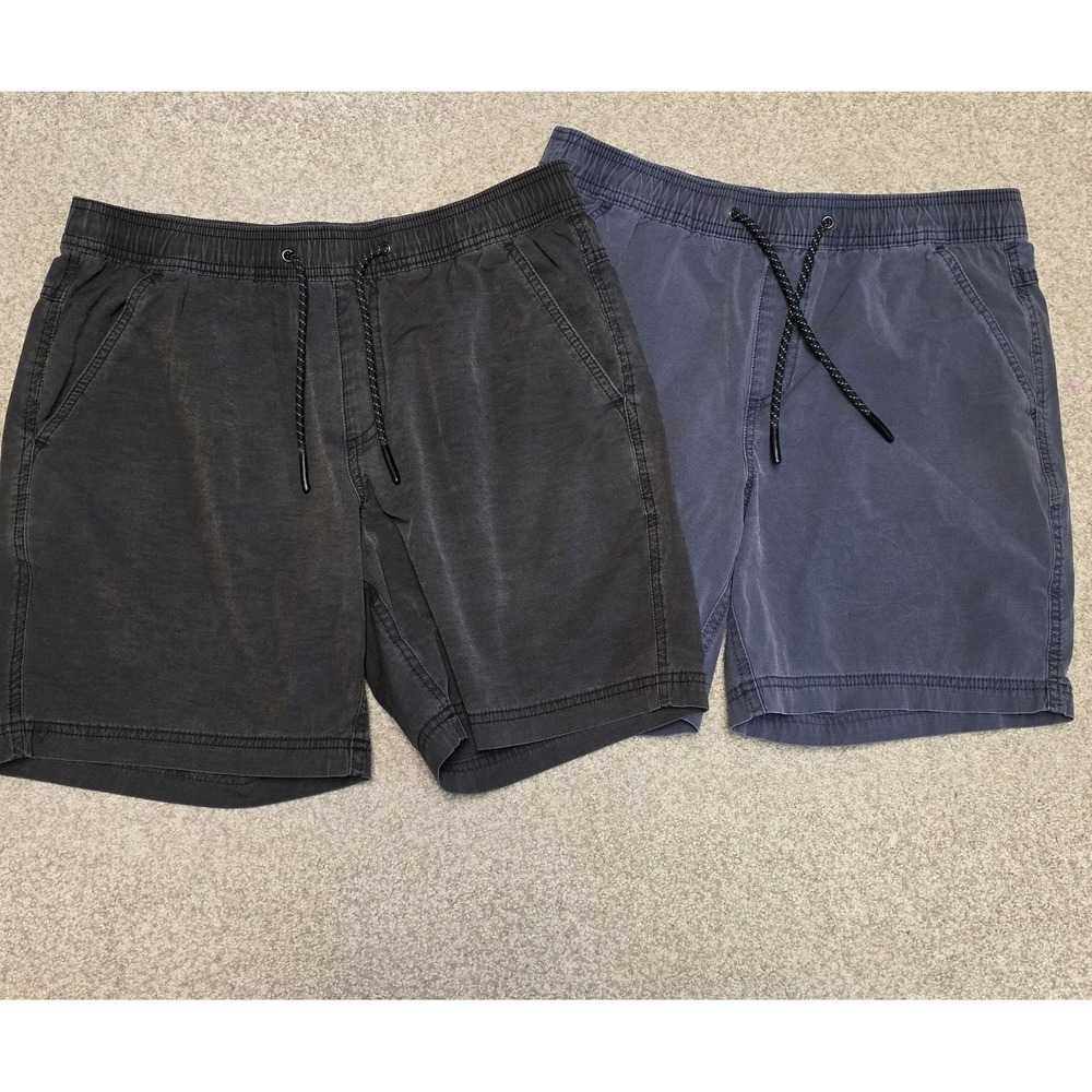Bearbottom Volley Shorts 2 Pack Medium 7"  Elastic Waist Navy Charcoal Gray